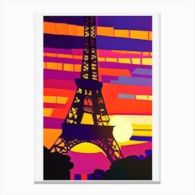 Geometric Eiffel Tower Sunset Canvas Print