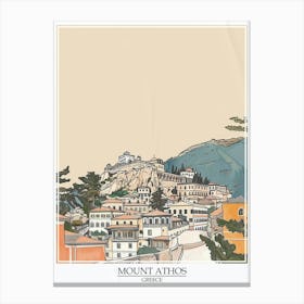 Mount Athos Greece Color Line Drawing 6 Poster Canvas Print