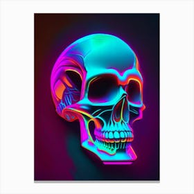 Skull With Neon Accents 1 Pop Art Canvas Print