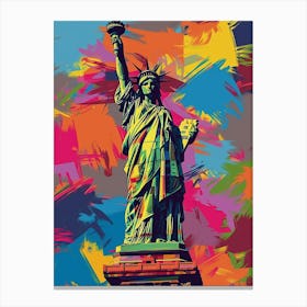 Statue Of Liberty New York Colourful Silkscreen Illustration 2 Canvas Print