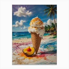 Ice Cream Cone On The Beach 1 Canvas Print