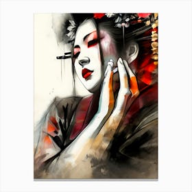 Japan Traditional Geisha Illustration By Ad 161 Canvas Print