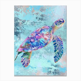 Textured Blue Sea Turtle Painting 5 Canvas Print