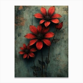 Three Red Flowers Canvas Print