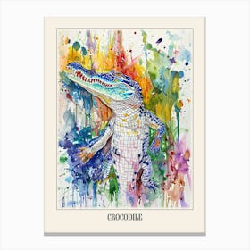 Crocodile Colourful Watercolour 2 Poster Canvas Print