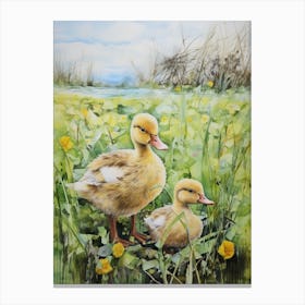 Duckling Mixed Media Paint Collage 4 Canvas Print