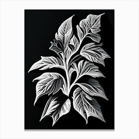 Spearmint Leaf Linocut 1 Canvas Print