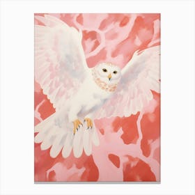 Pink Ethereal Bird Painting Owl 1 Canvas Print