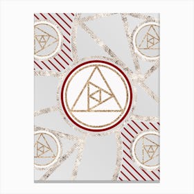 Geometric Abstract Glyph in Festive Gold Silver and Red n.0049 Canvas Print