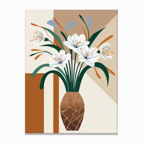 White Lilies In A Vase Canvas Print