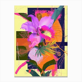 Monkey Orchid 3 Neon Flower Collage Canvas Print