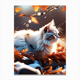 Cat In Autumn Canvas Print