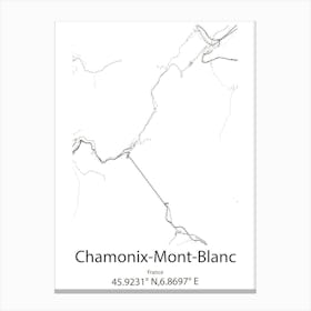 Chamonix Mont Blanc,France Minimalist Map Canvas Print