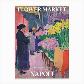 Vintage Flower Market Painting Napoli 2 Canvas Print