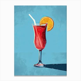 Red Cocktail In A Glass, Mid century Canvas Print