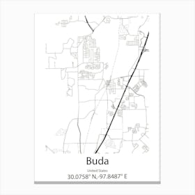 Buda,United States Minimalist Map Canvas Print