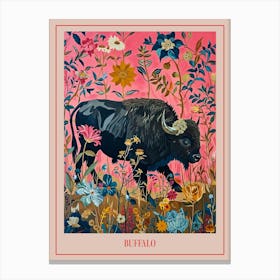 Floral Animal Painting Buffalo 2 Poster Canvas Print