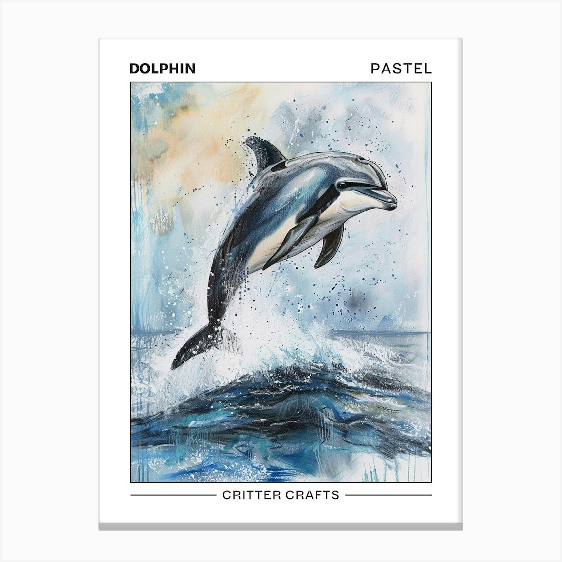 Dolphin Pastel Watercolour 3 Poster Canvas Print by Critter Crafts