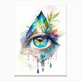 Nature And The Third Eye, Symbol, Third Eye Watercolour 1 Canvas Print