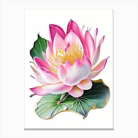 Pink Lotus Decoupage 2 Canvas Print