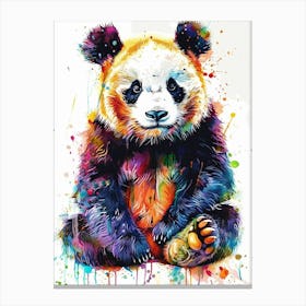 Panda Colourful Watercolour 3 Canvas Print