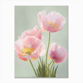 Bunch Of Tulips Flowers Acrylic Painting In Pastel Colours 1 Canvas Print