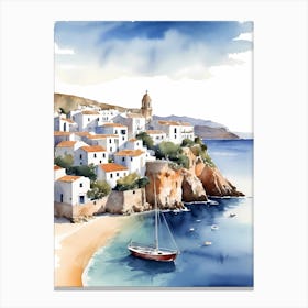 Spanish Ibiza Travel Poster Watercolor Painting (20) Canvas Print