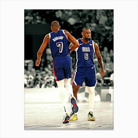 Kevin Durant And Lebron James Of Team United States React During The Men S Gold Medal Game Between Team France Canvas Print