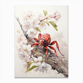 Hermit Crab, Japanese Brush Painting, Ukiyo E, Minimal 3 Canvas Print