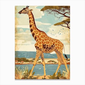 Storybook Style Illustration Of A Giraffe 2 Canvas Print