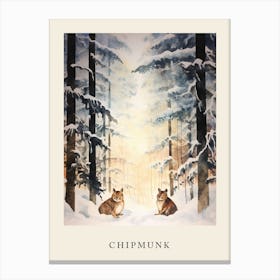 Winter Watercolour Chipmunk 1 Poster Canvas Print