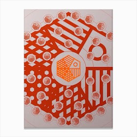 Geometric Abstract Glyph Circle Array in Tomato Red n.0198 Canvas Print