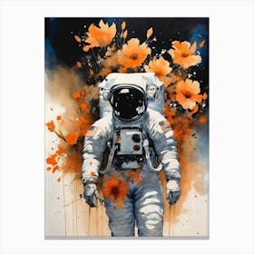 Abstract Astronaut Flowers Painting (6) Canvas Print