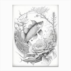 Yotsushiro 1, Koi Fish Haeckel Style Illustastration Canvas Print