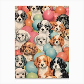 Collection Of Vintage Dogs Pattern Kitsch  Canvas Print