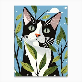 Black And White Cat 12 Canvas Print