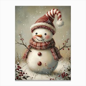 Winter Snowman Nursery Painting Canvas Print