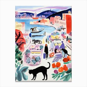 The Food Market In San Francisco 2 Illustration Canvas Print