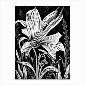 Mariposa Lily Wildflower Linocut 2 Canvas Print