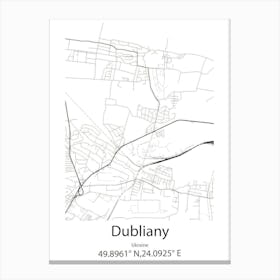 Dubliany,Ukraine Minimalist Map Stampe su tela