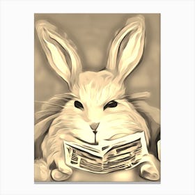 Reading The Bunny Times - Sepia Prints #2 Canvas Print