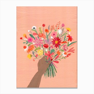 Babe With Bouquet Canvas Print