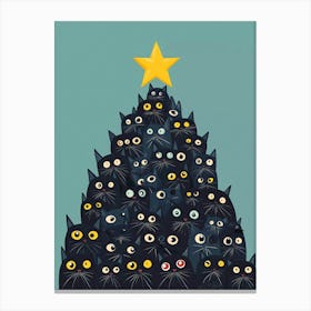 Christmas Tree With Cats Canvas Print