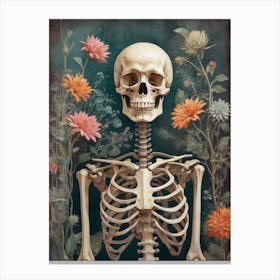 Floral Skull Vintage Painting (3) Canvas Print