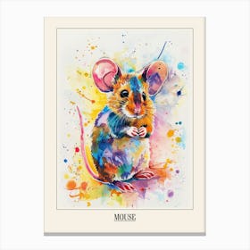 Mouse Colourful Watercolour 1 Poster Canvas Print