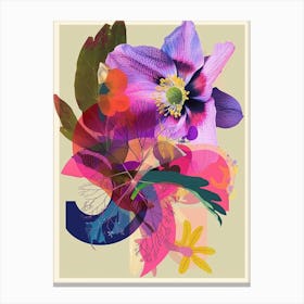 Hellebore 2 Neon Flower Collage Canvas Print