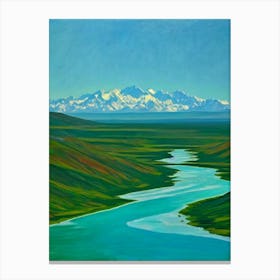 Denali National Park And Preserve United States Of America Blue Oil Painting 2  Canvas Print