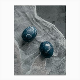 Two Blue Eggs On A White Cloth Canvas Print