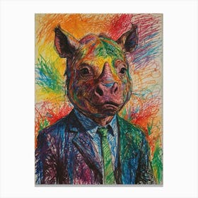 Rhino In Business Suit Canvas Print