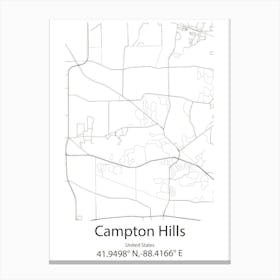 Campton Hills,United States Minimalist Map 1 Canvas Print